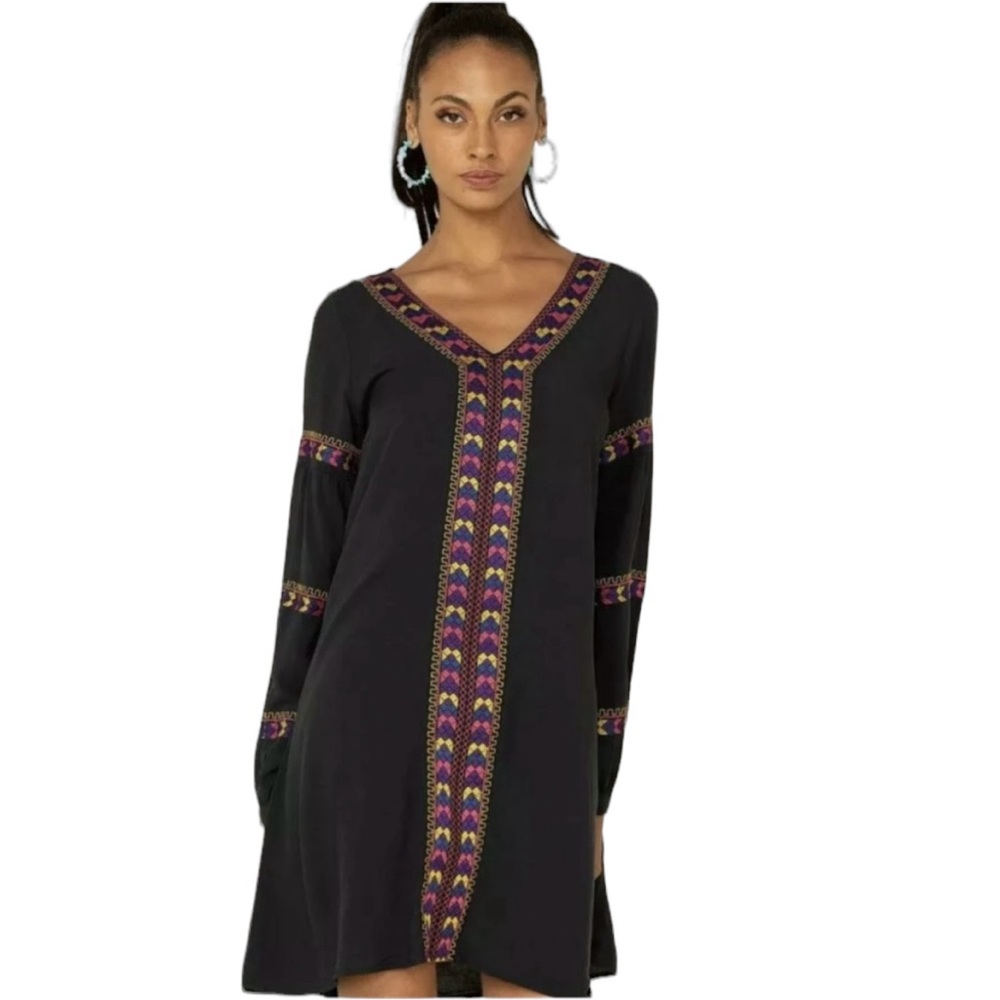 Wrangler Retro Embroidered Western Rodeo Cowgirl Long Sleeve Dress, Sz L - Picture 1 of 14